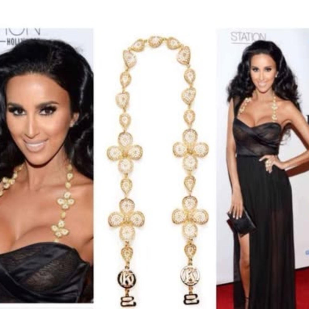 Gold and White Beaded Necklace